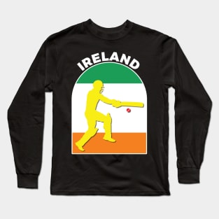 Ireland Cricket Batsman Ireland Flag Long Sleeve T-Shirt